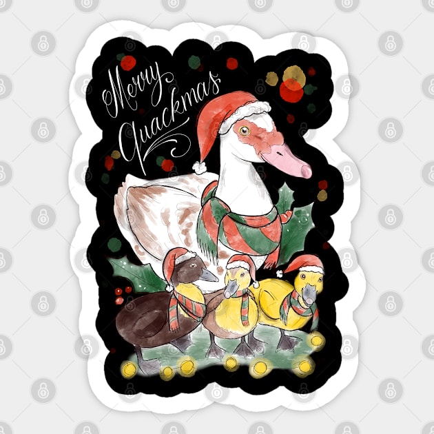 Merry quackmas dark Sticker by Jurassic Ink